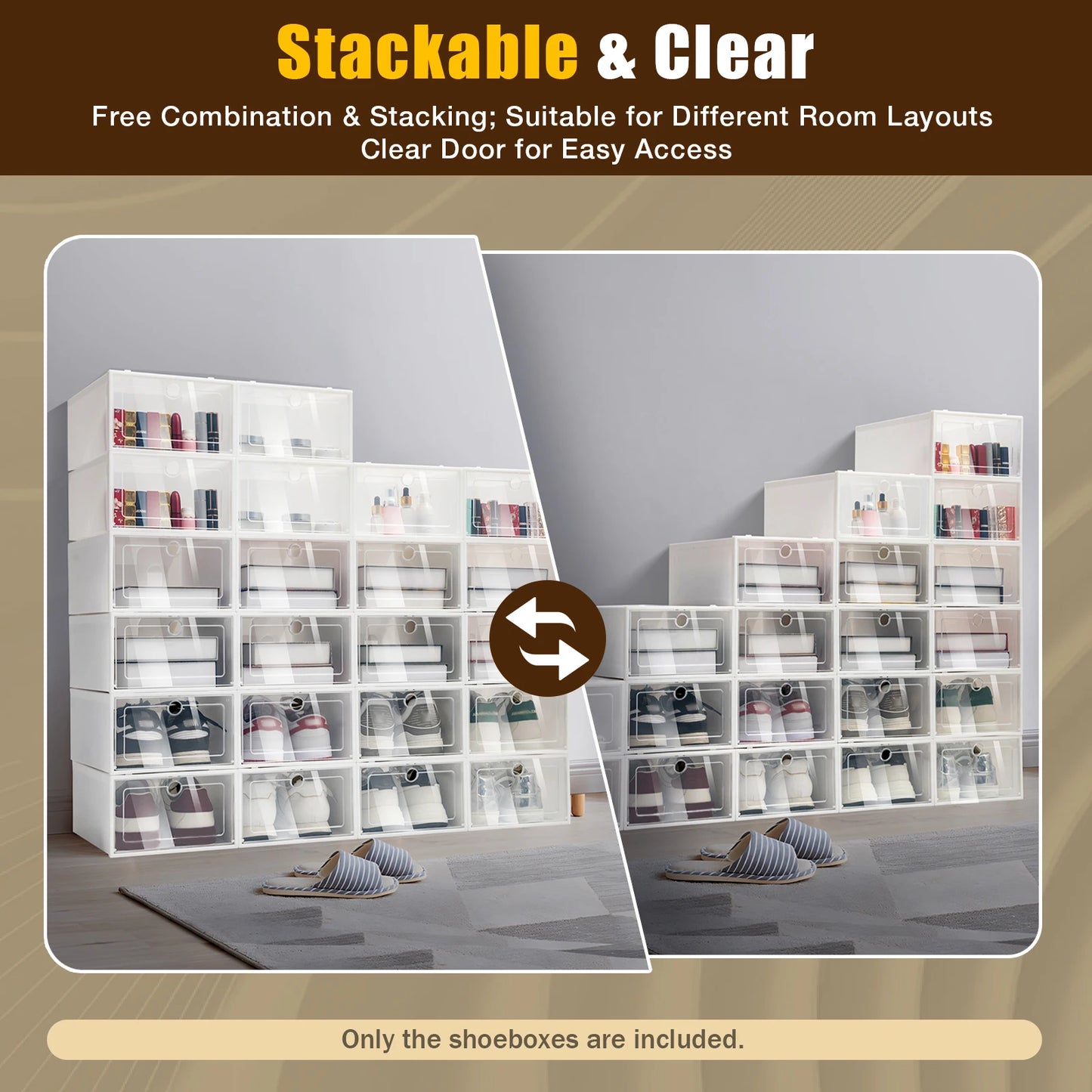 Transparent Plastic Shoe Case 24PCS Set Stackable Organizer Drawer