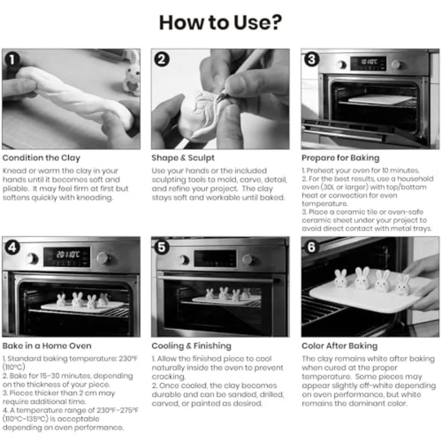 Oven Bake Polymer Clay With Tools Kit Non Toxic Modeling Material