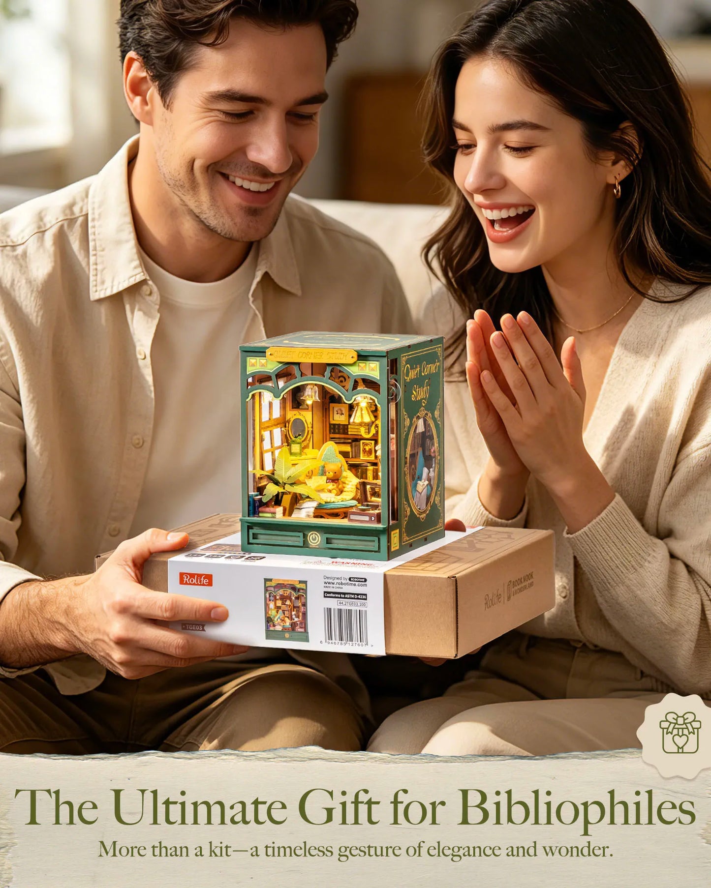 Rolife Quiet Corner Book Nook Kit 185 Piece 3D Puzzle