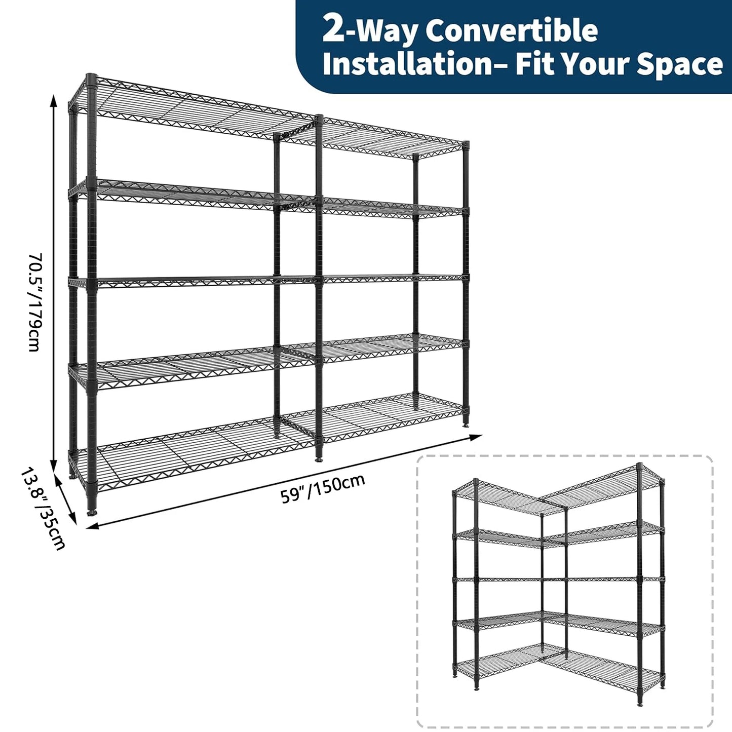 TWISTER.CK Heavy Duty 5 Tier Metal Shelving Unit Pro