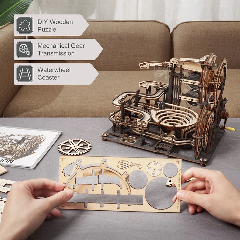 Robotime Marble Run Set 3D Wooden Puzzle Kit Night City