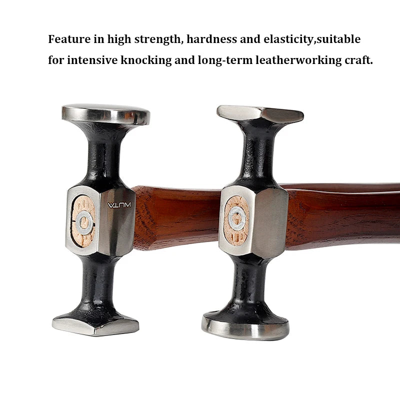 WUTA Leather Mallet Hammer Carbon Steel Double Head Cobbler Tool