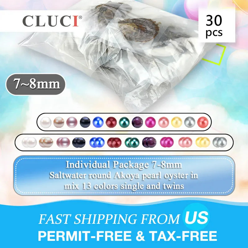 CLUCI 30pcs Akoya Oysters With Pearls Mix 13 Colors WP335SB