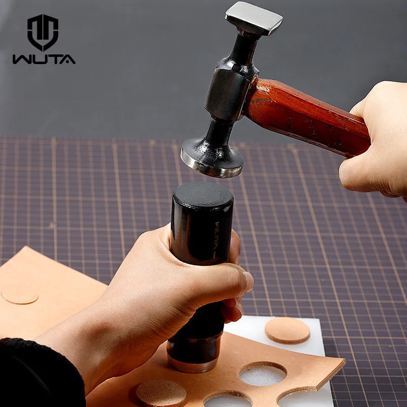 WUTA Leather Mallet Hammer Carbon Steel Double Head Cobbler Tool