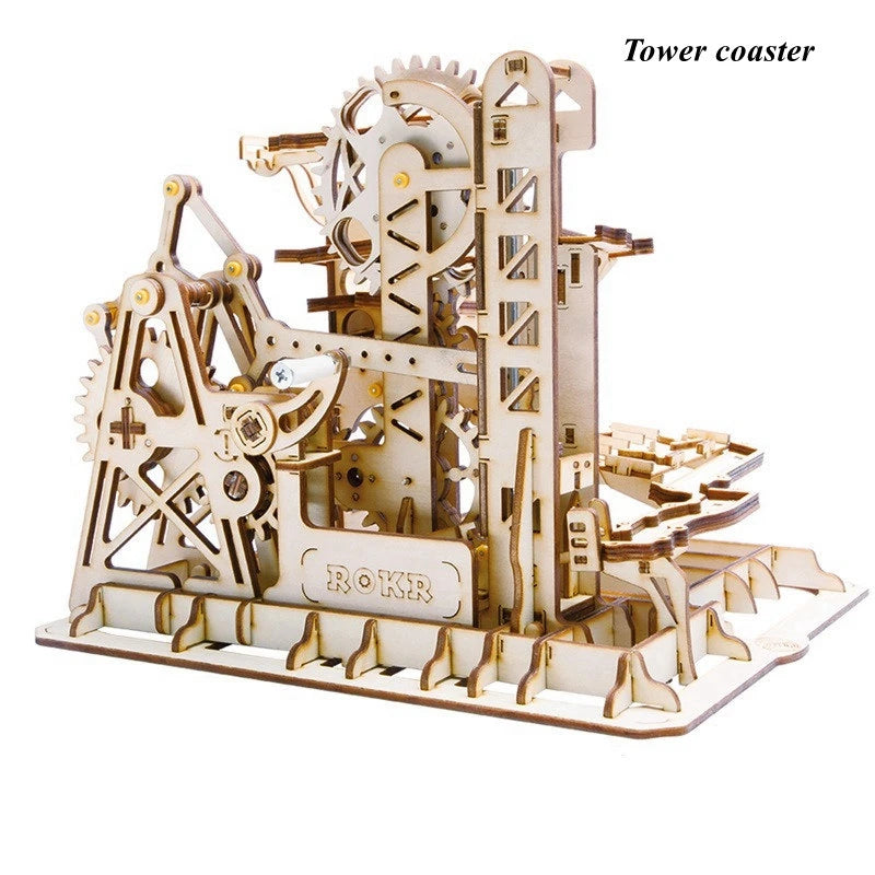Robotime Marble Run Set 3D Wooden Puzzle Kit Night City