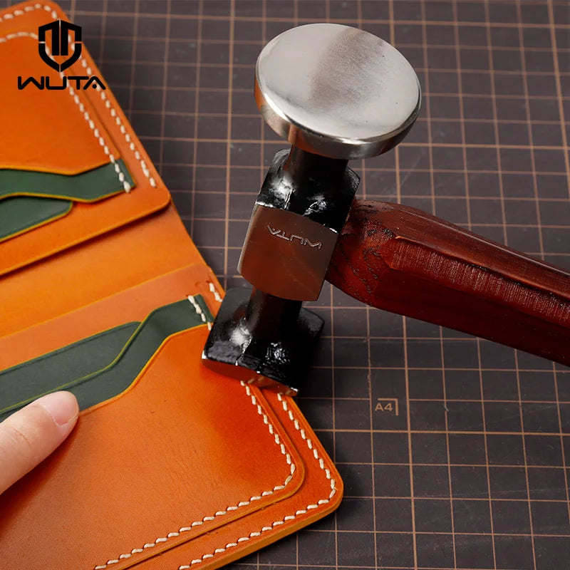 WUTA Leather Mallet Hammer Carbon Steel Double Head Cobbler Tool
