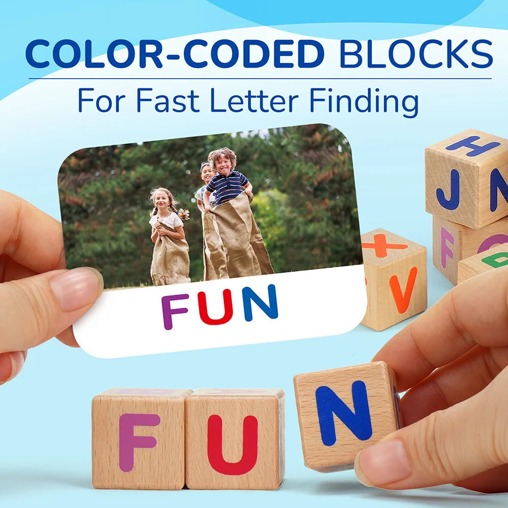 Spelling Games With Flash Cards Montessori Wooden Matching Letters