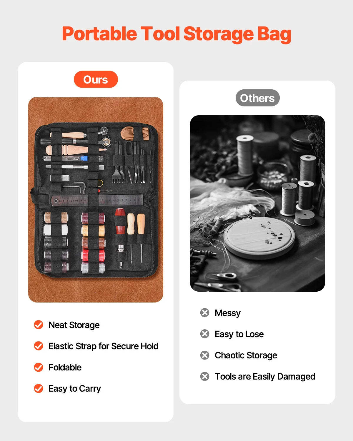 SucceBuy Leather Working Tools Kit Punching Cutting Stitching Carving