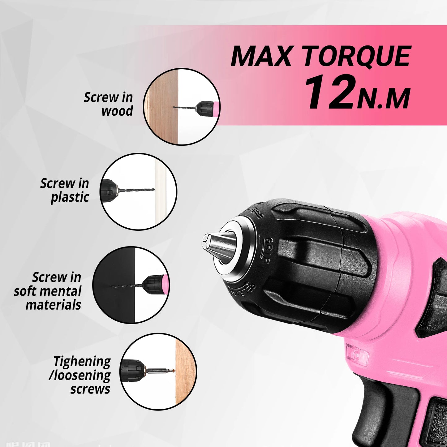 DEKO 126Piece Power Tool Combo Kit 8V Cordless Drill