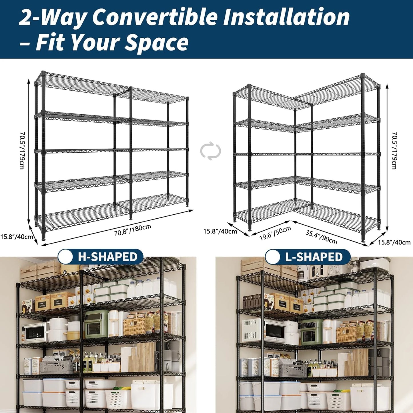TWISTER.CK Heavy Duty 5 Tier Metal Shelving Unit Pro