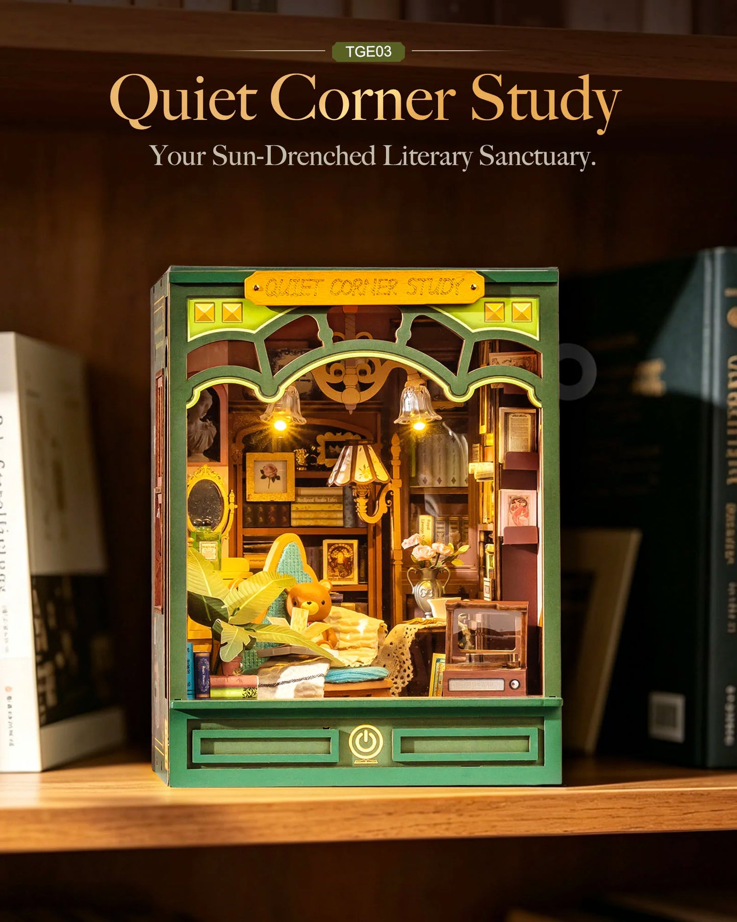 Rolife Quiet Corner Book Nook Kit 185 Piece 3D Puzzle