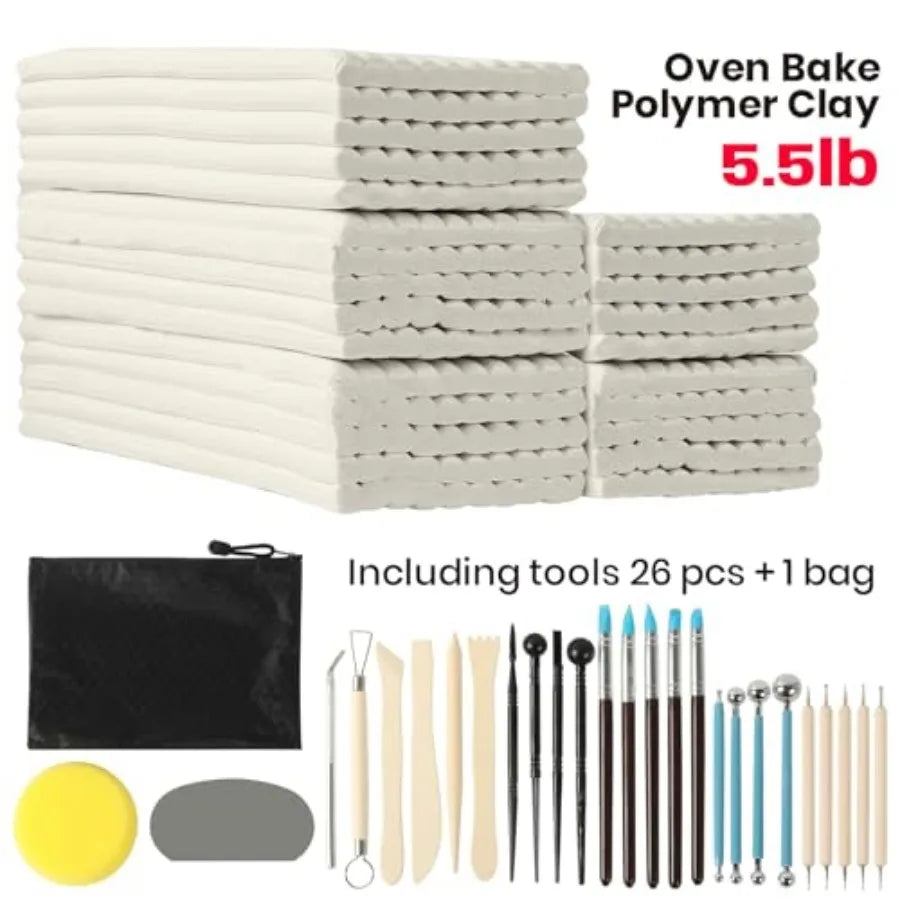Oven Bake Polymer Clay With Tools Kit Non Toxic Modeling Material