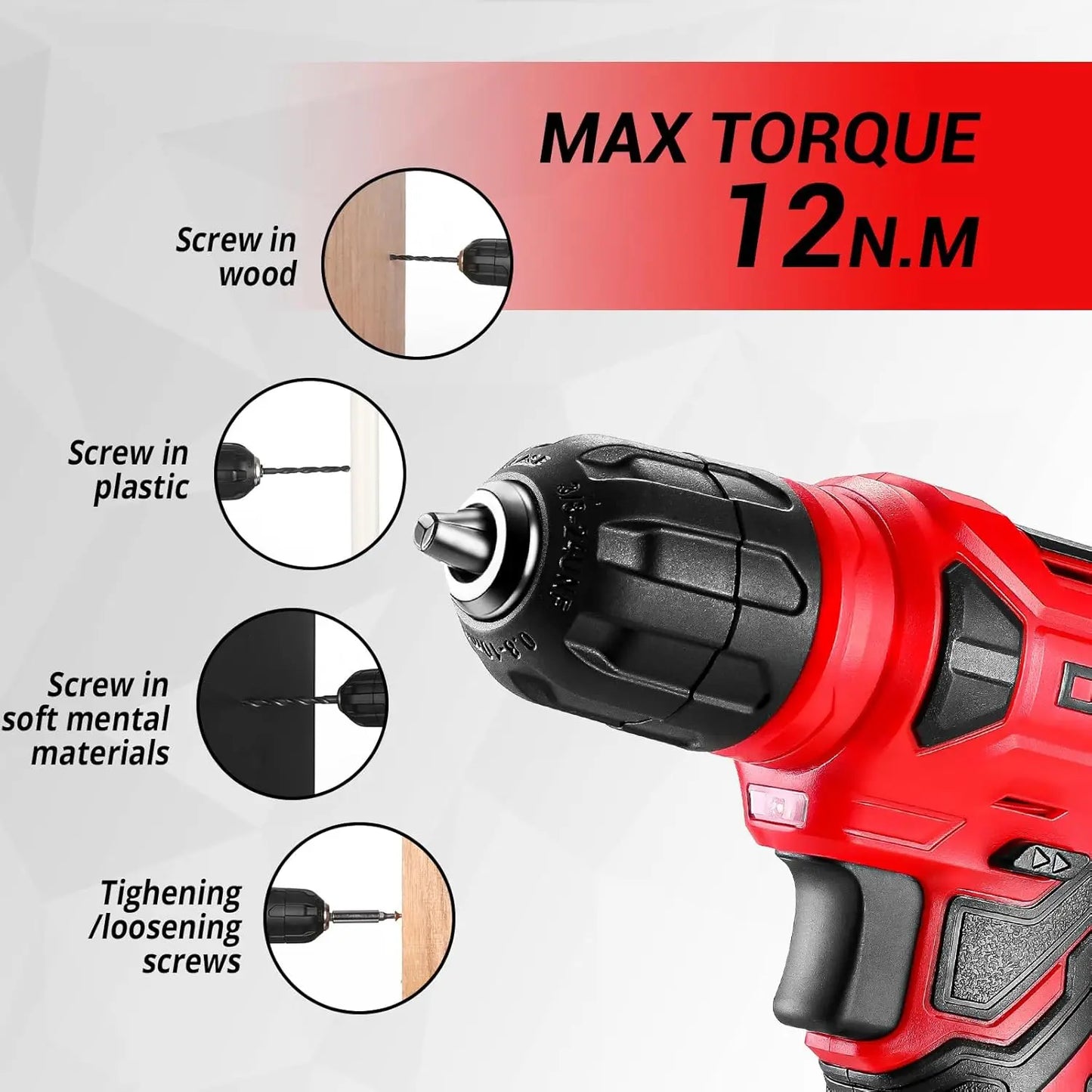DEKO 8V Cordless Drill Set 126 Piece Home Tool Kit