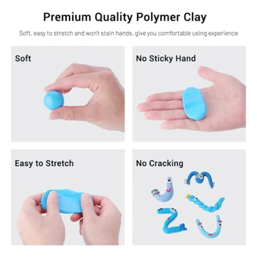 Polymer Clay Starter Kit With Sculpting Tools For Creative Jewelry