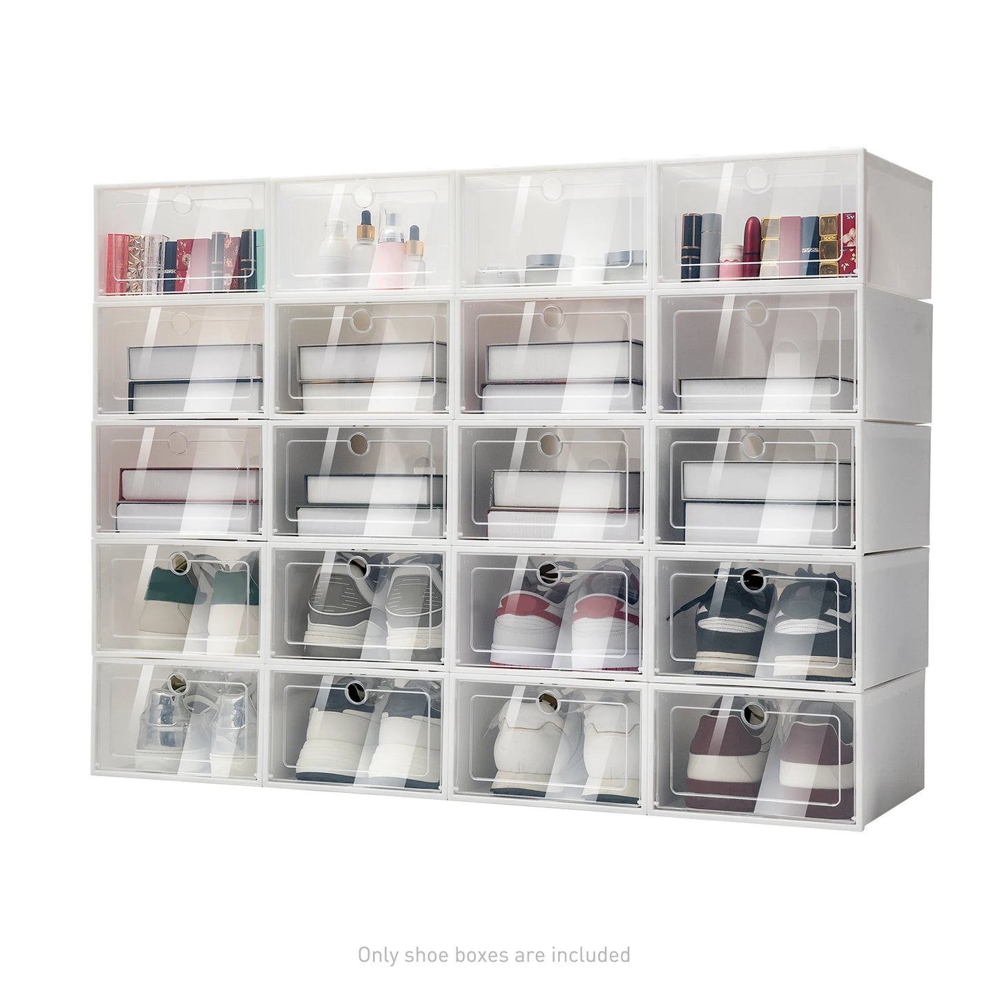 Foldable Transparent Shoe Box Set 20 To 24 Pcs Stackable