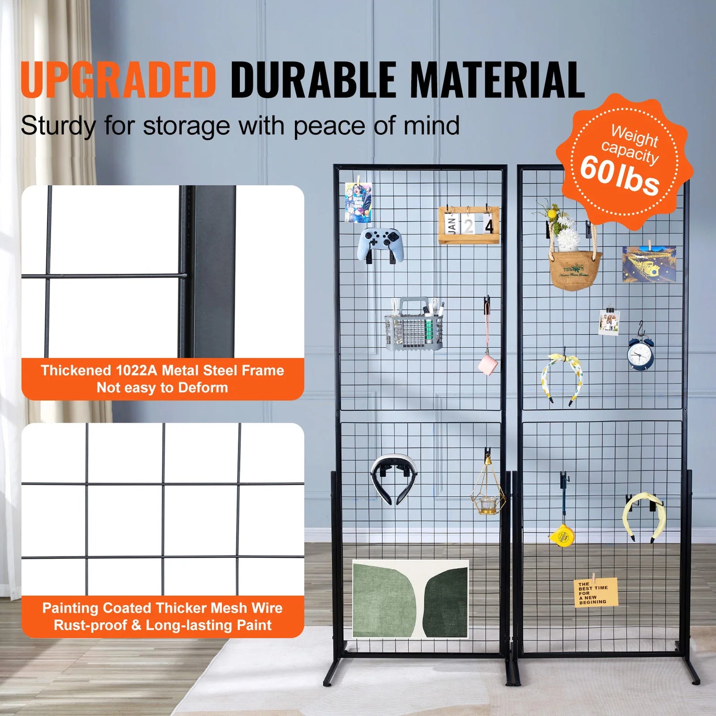 SucceBuy Grid Wall Panels Wire Gridwall Display Racks Double Sided