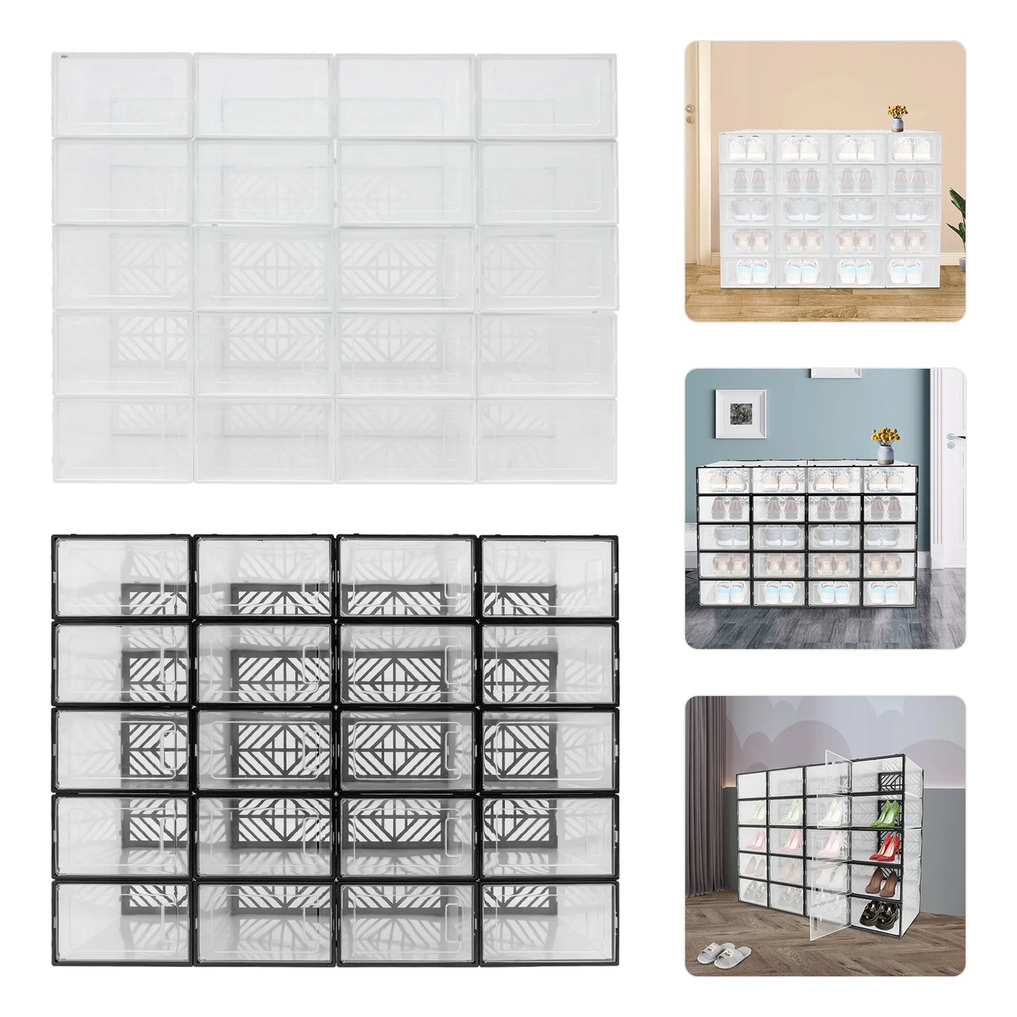 Transparent PP Shoe Storage Box 20 Pack Modern Organizer