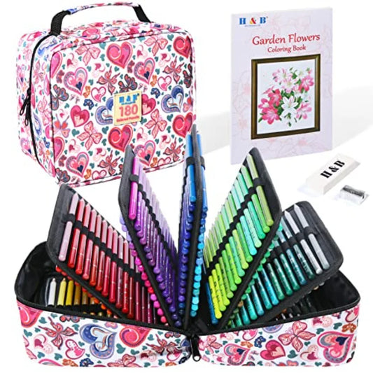 180 Color Colored Pencils Set With Coloring Book And Eraser