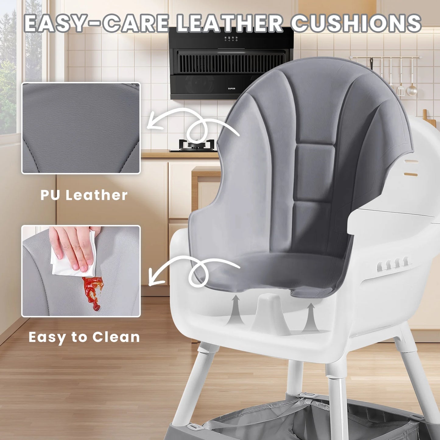 PIORLADO Baby High Chair Portable Eat and Play Convertible Dining Chair