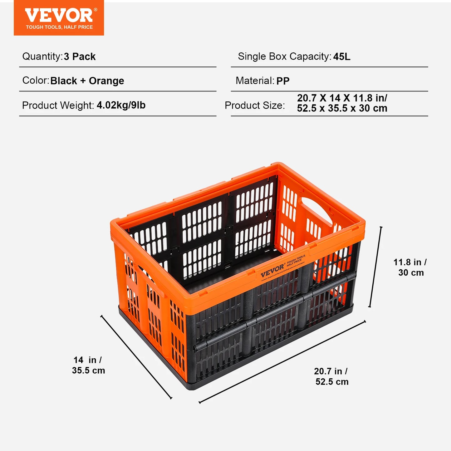 SucceBuy Collapsible Plastic Storage Baskets With Handles Stackable Bins