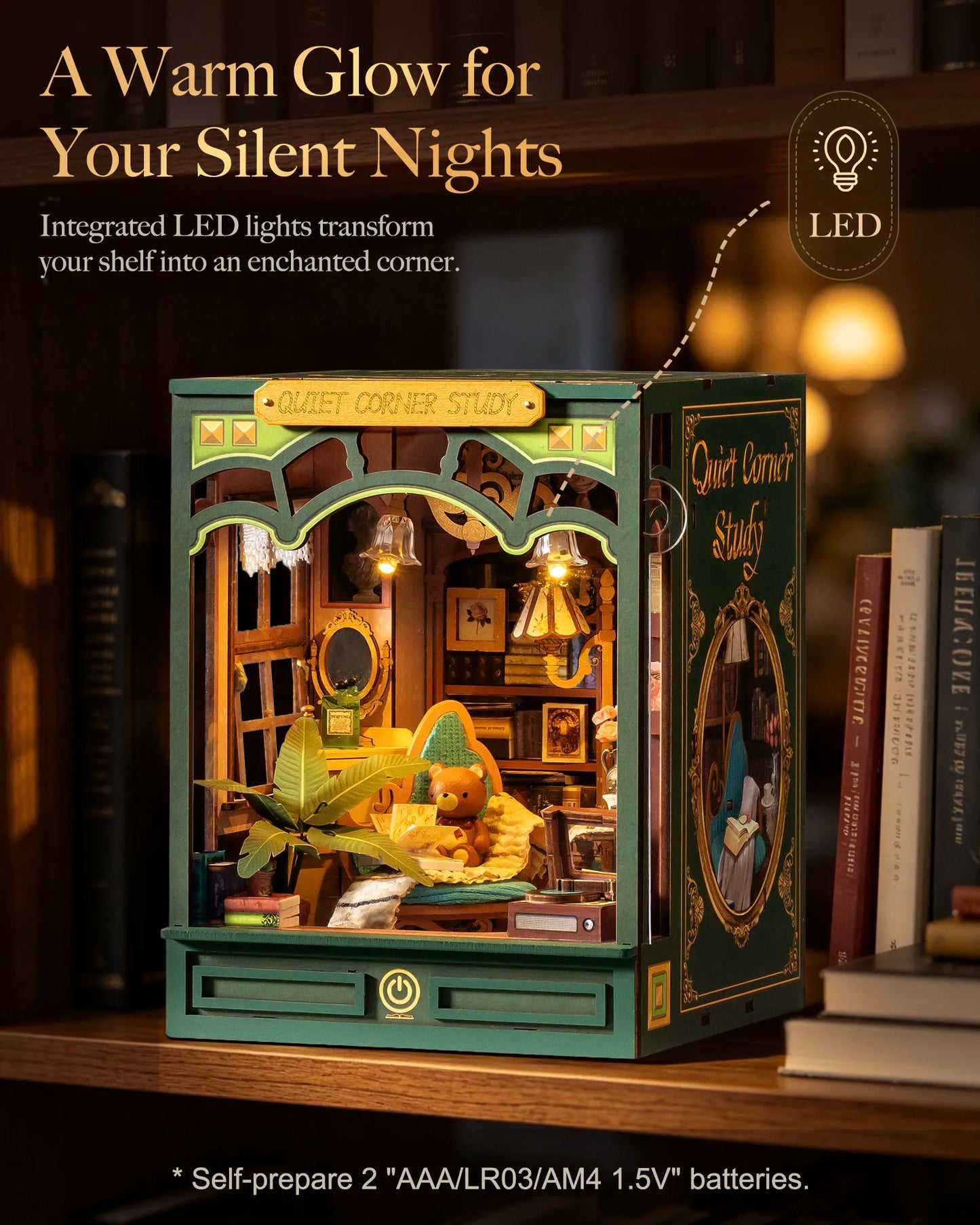 Rolife Quiet Corner Book Nook Kit 185 Piece 3D Puzzle
