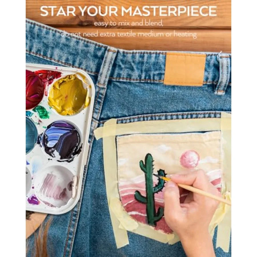 Permanent Fabric Paint for Clothes Non Toxic Textile DIY Crafts