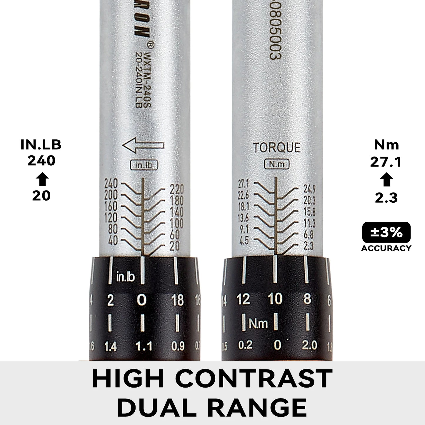 Waxtron Torque Wrench 20 to 240 Inlb Accuracy 3 Percent