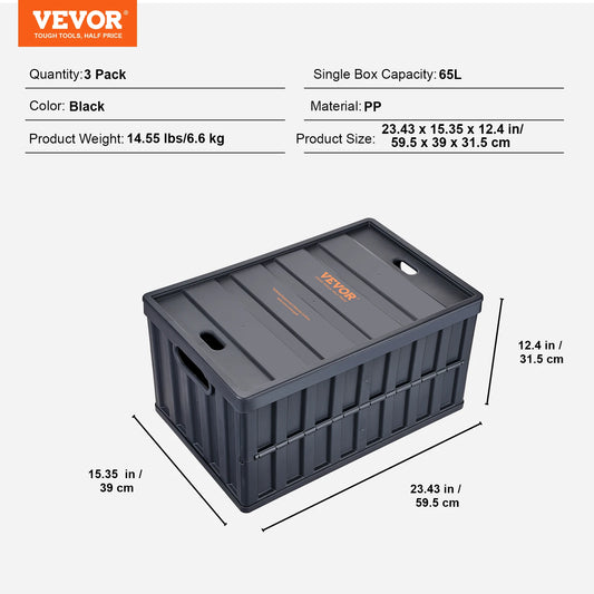 Collapsible Storage Bins Set Of 3 With Lids Stackable Garage Organization