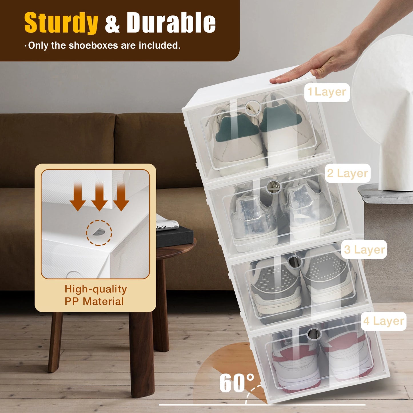 Transparent Plastic Shoe Case 24PCS Set Stackable Organizer Drawer