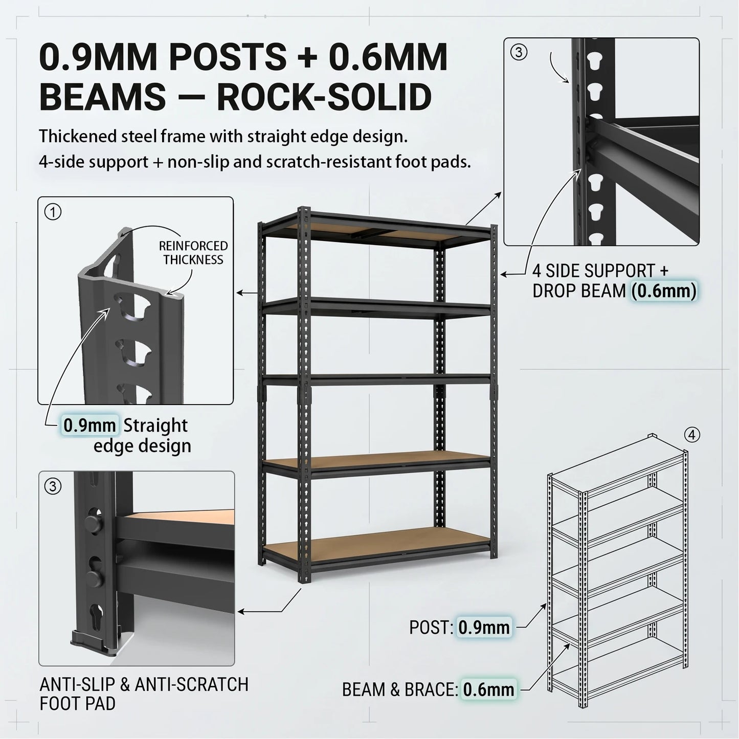 Heavy Duty Industrial Metal Storage Shelves For Garage And Warehouse