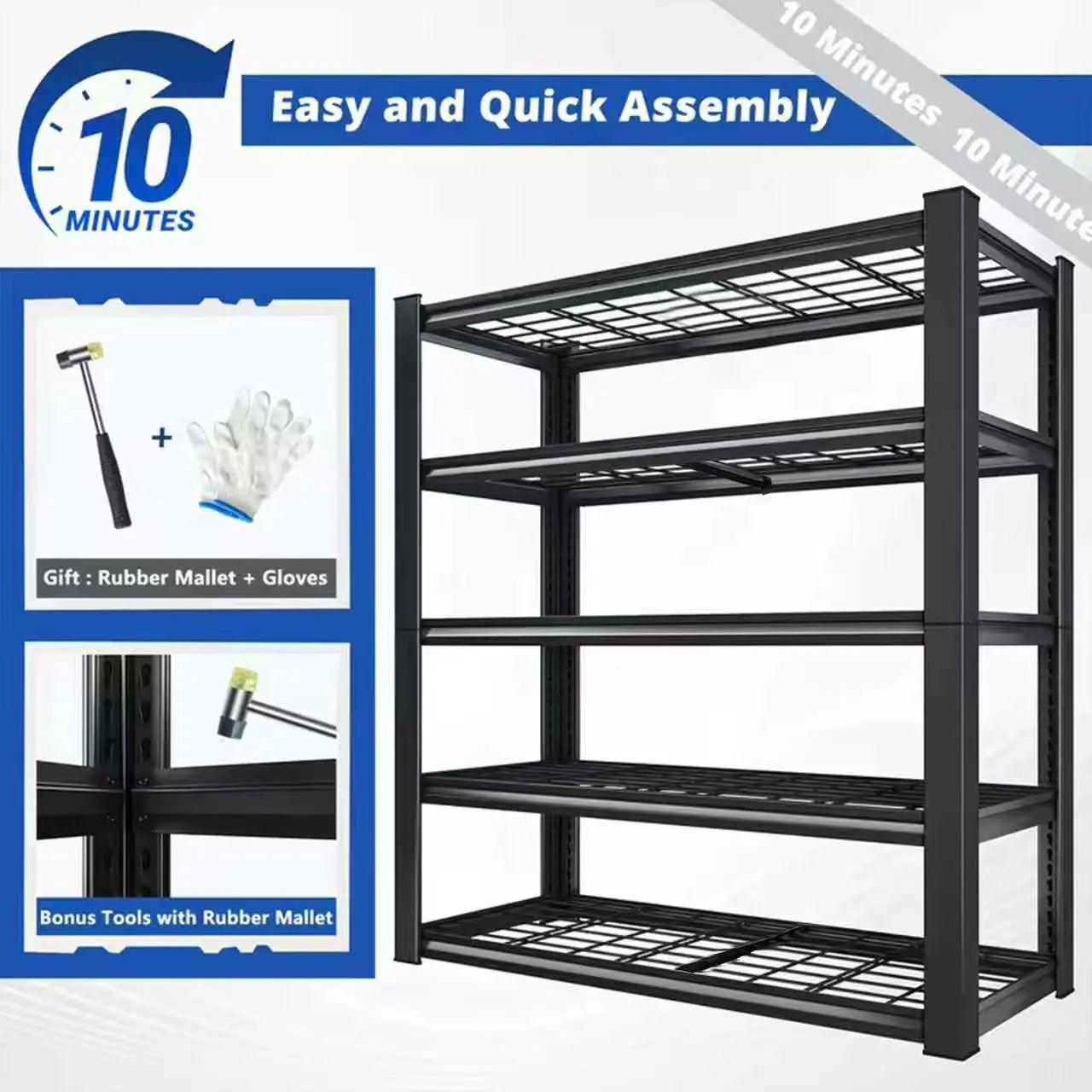 Adjustable Metal Double Layer Shelving Unit for Warehouse and Basement