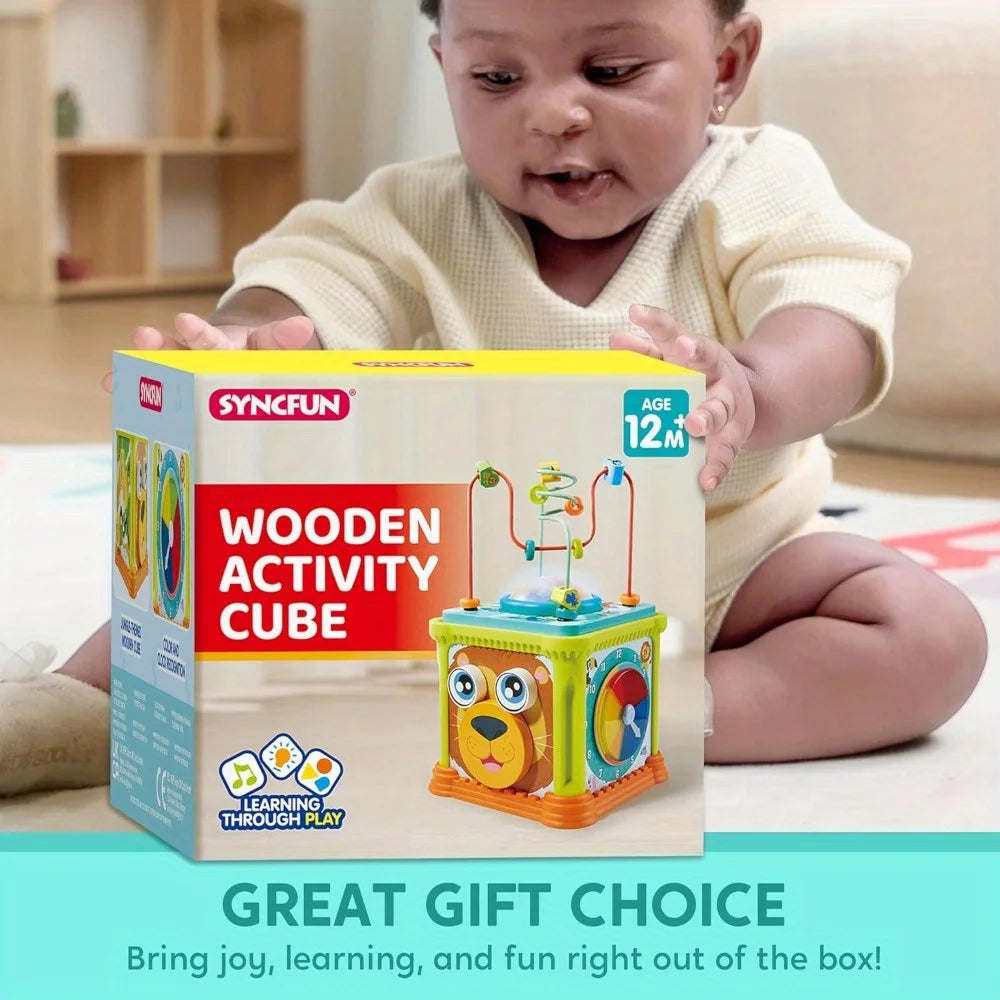 Joyfy Jungle Themed Wooden Activity Cube With Music and Light