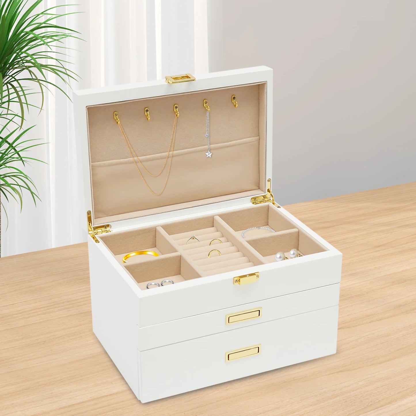 Walnut Wood Jewelry And Watch Display Case Organizer Storage Box