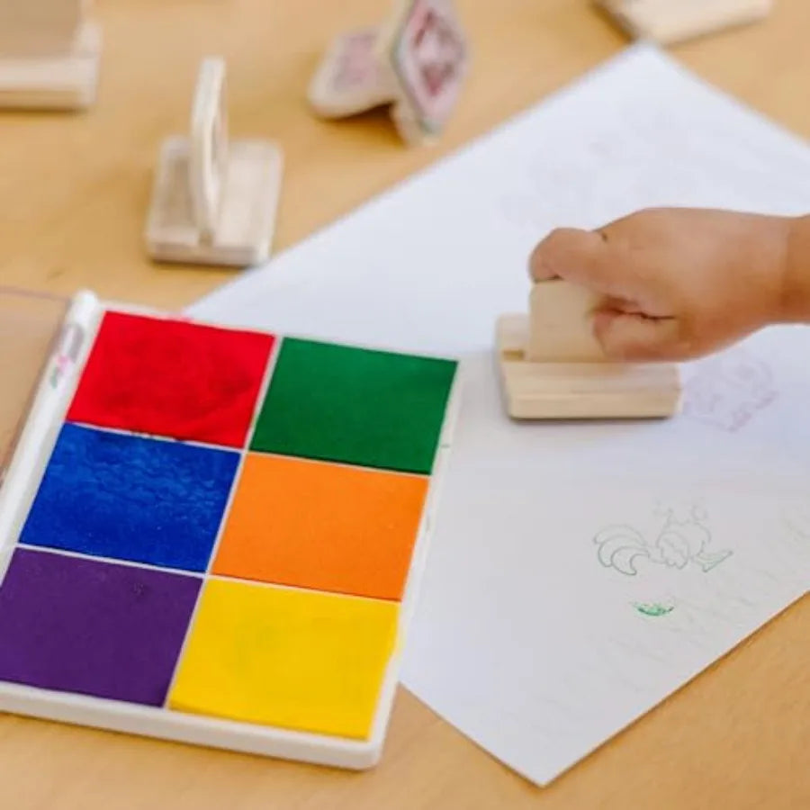 Rainbow Stamp Pad With Six Washable Inks for Crafts