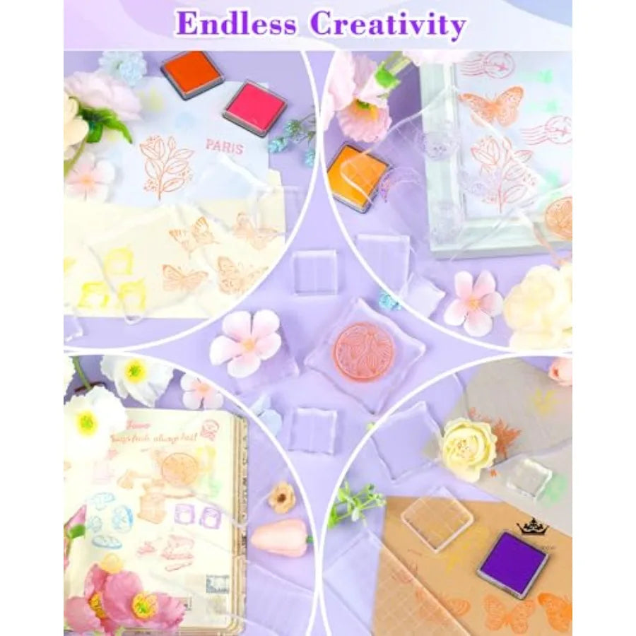 Acrylic Stamp Block Set With Grid Lines For Scrapbooking