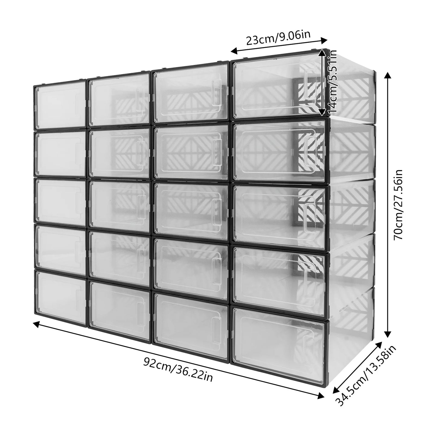 Transparent PP Shoe Storage Box 20 Pack Modern Organizer