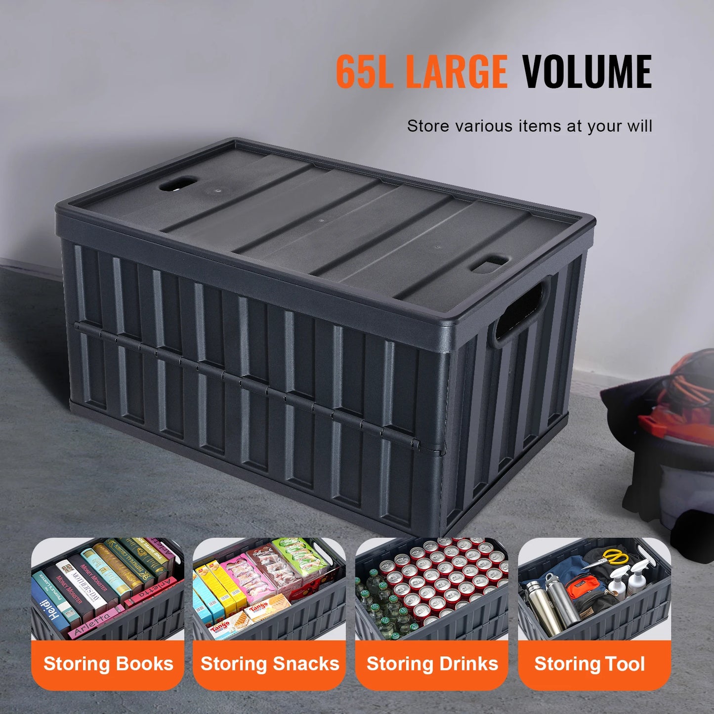 Collapsible Storage Bins Set Of 3 With Lids Stackable Garage Organization