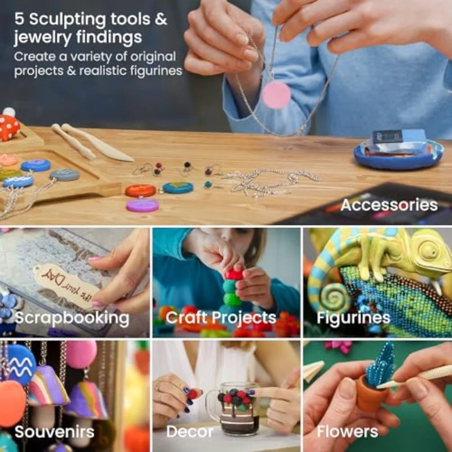 Polymer Clay Kit 42 Colors With Tools And Jewelry Findings
