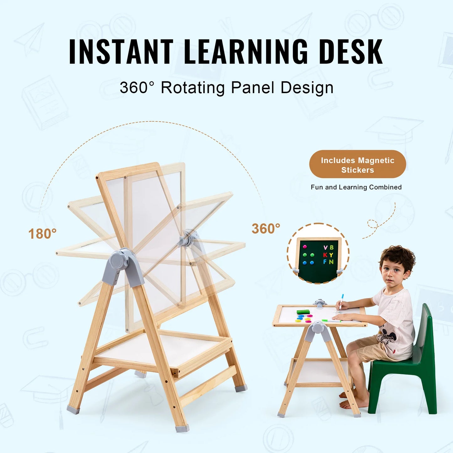 SucceBuy Standing Magnetic Drawing Board WordPad Art Easel Kit For Kids