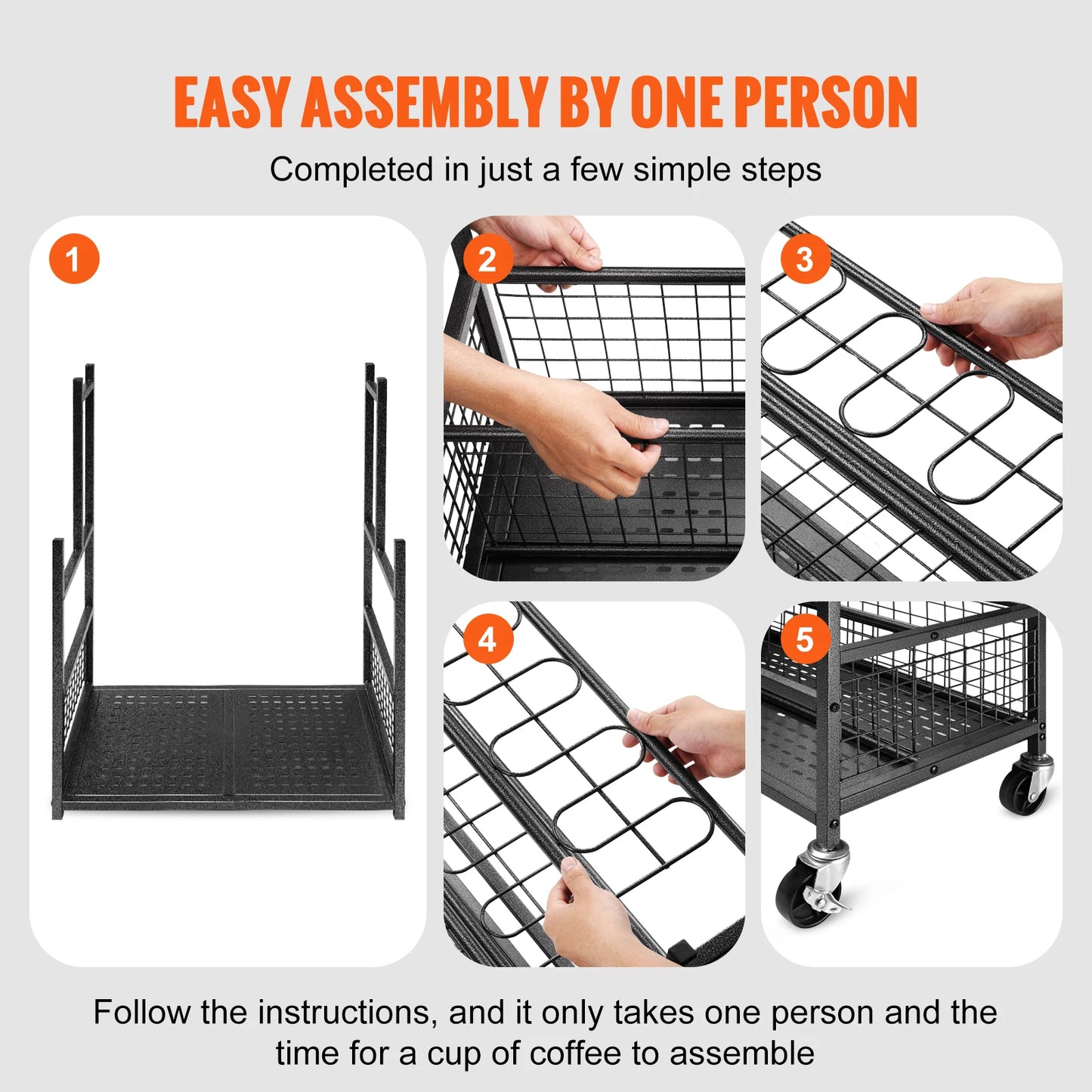 Garden Tool Organizer 16 Slots Rack With Hooks Wheels For Garage Storage