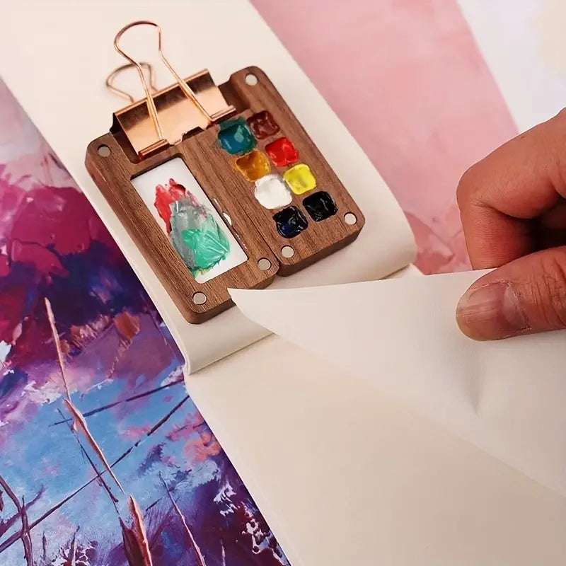Mini Watercolor Paint Set Portable Travel Kit Water Brush Clip