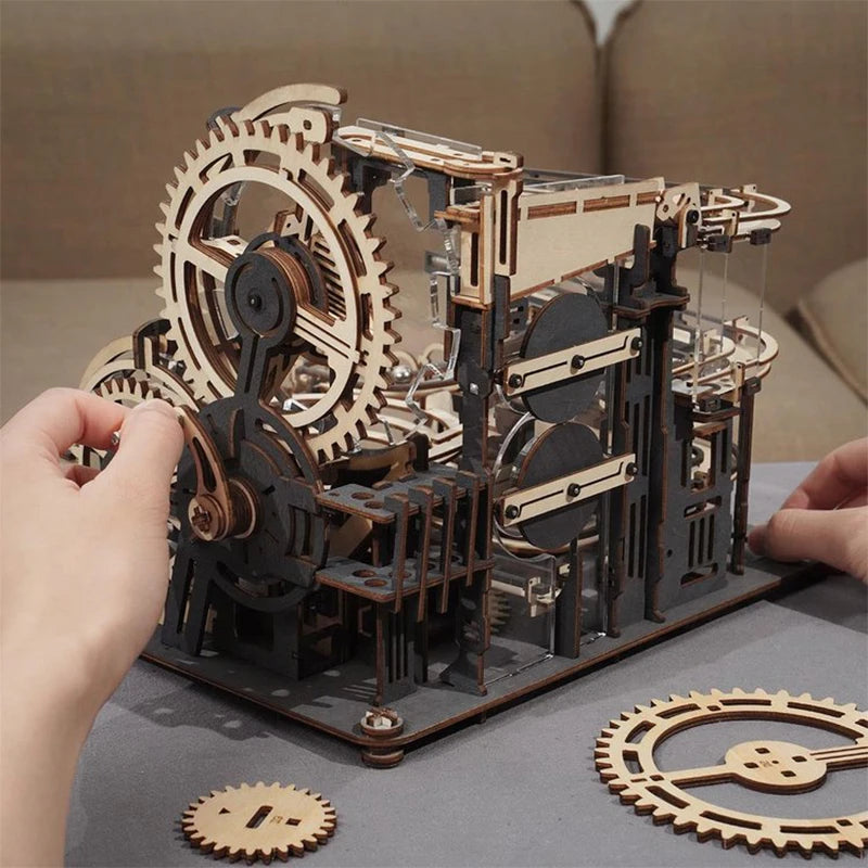 Robotime Marble Run Set 3D Wooden Puzzle Kit Night City