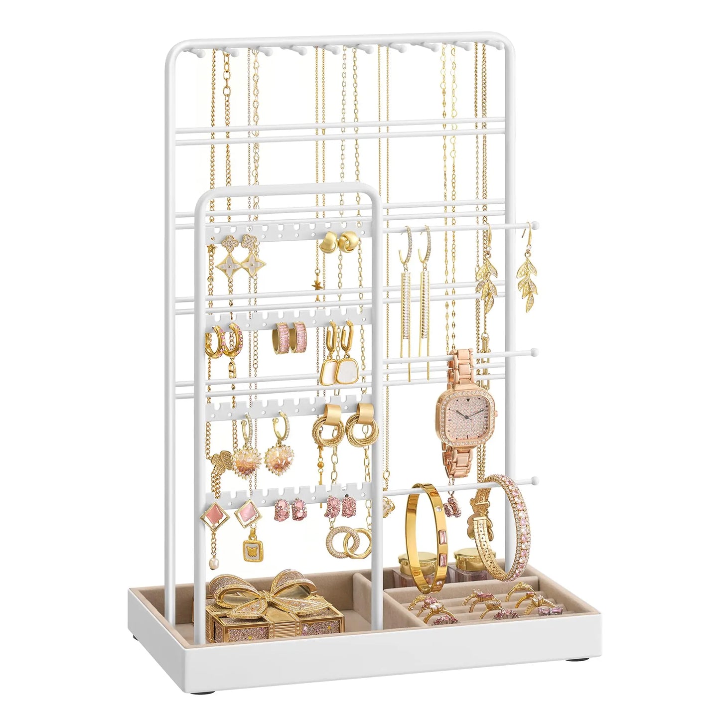 Songmics Necklace Holder Jewelry Stand Organizer With Velvet Tray