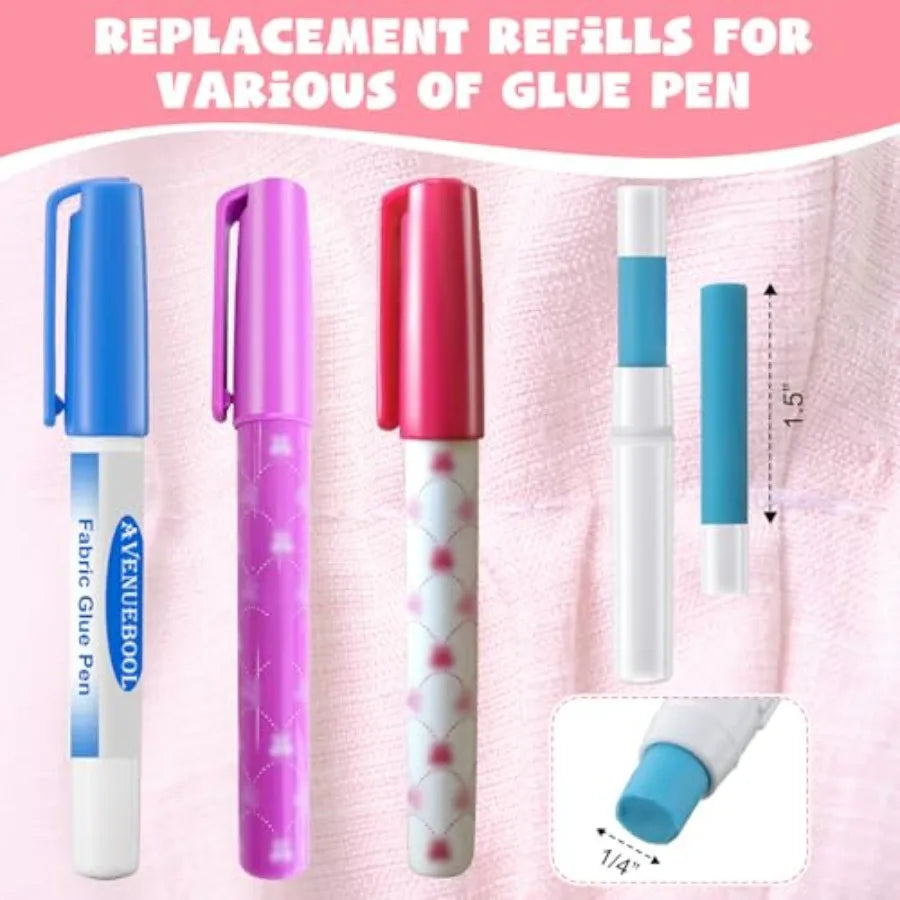 6 Pack Water Soluble Fabric Glue Pen Refills Washable Sewing