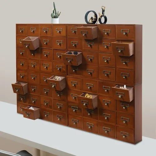 Bymaocar 64 Drawer Pine Wood Storage Cabinet Organizer