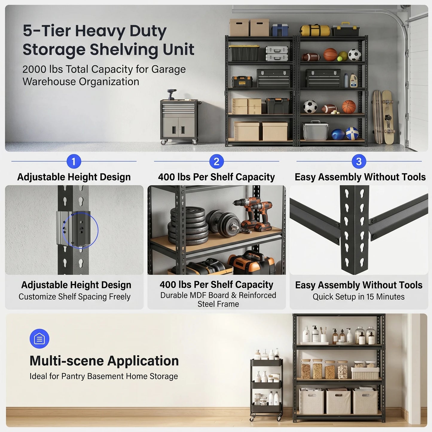 Heavy Duty Industrial Metal Storage Shelves For Garage And Warehouse