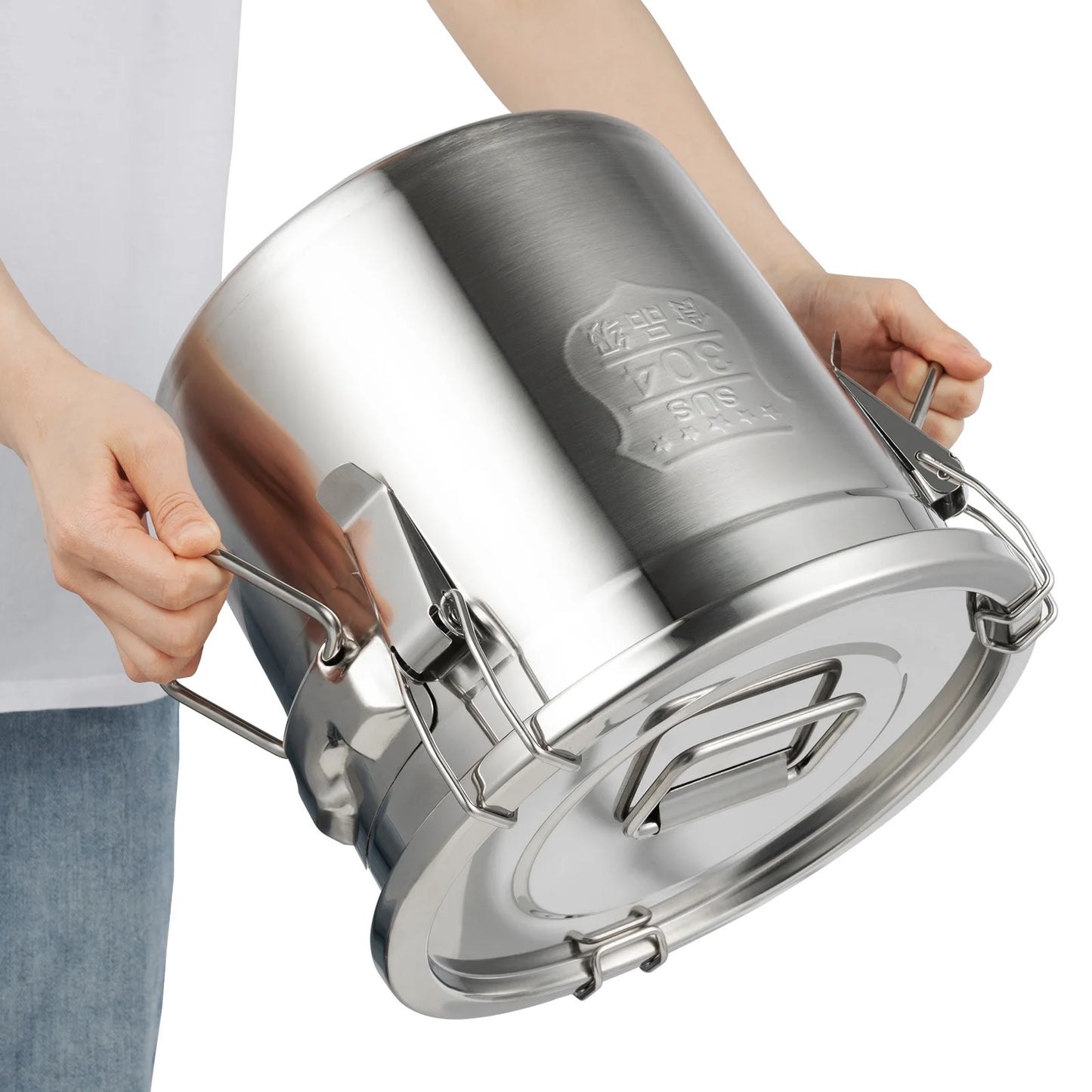 Bymaocar 304 Stainless Steel Cereal Container Airtight Rice Oil Storage Bucket