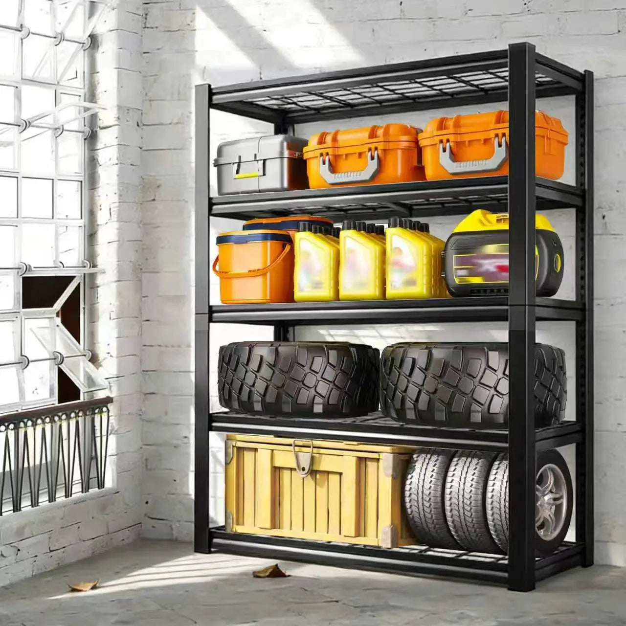 Adjustable Metal Double Layer Shelving Unit for Warehouse and Basement