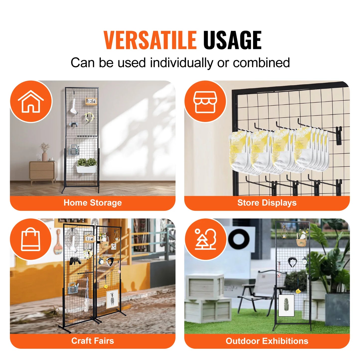 SucceBuy Grid Wall Panels Wire Gridwall Display Racks Double Sided