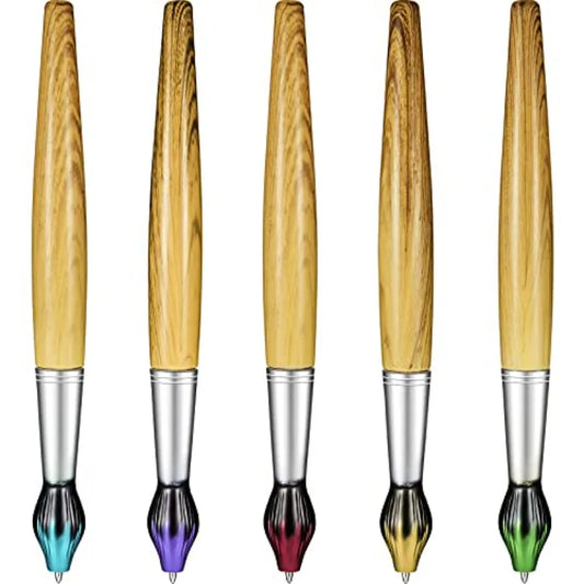5 Piece Bamboo Paintbrush Pens Retractable Ballpoint Set For Art Teachers